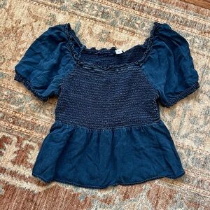 Peplum Chambray Top